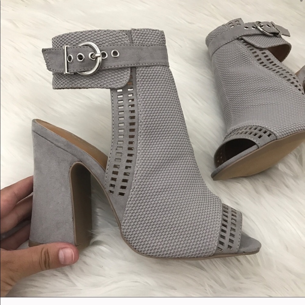 Grey Peep Toe Booties - Picture 3 of 6